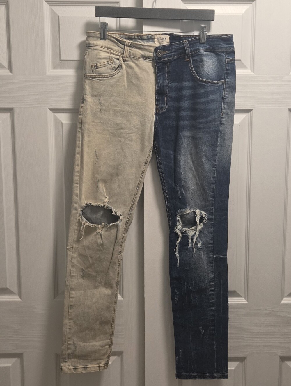 KDNK Split Two Tone Distressed Jeans - Large / 34